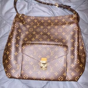 Louis Vuitton Monogram Canvas Shoulder Hobo with Gold Hardware